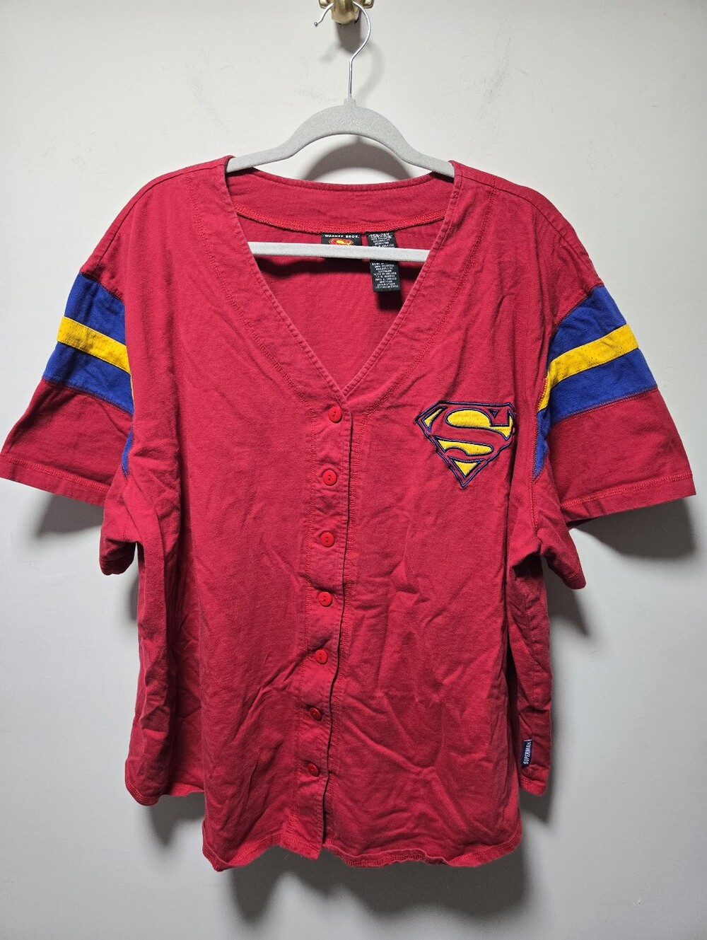 Vintage Superman Ballpark Tee Size 26W/28W DC Comics 2003 Retro
